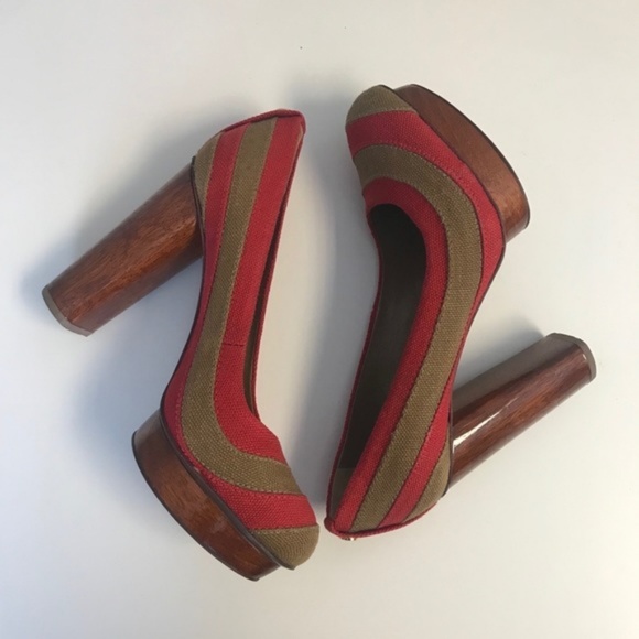 ❗SOLD❗Tory Burch Joelle Platform Linen Block Pumps - Picture 3 of 8